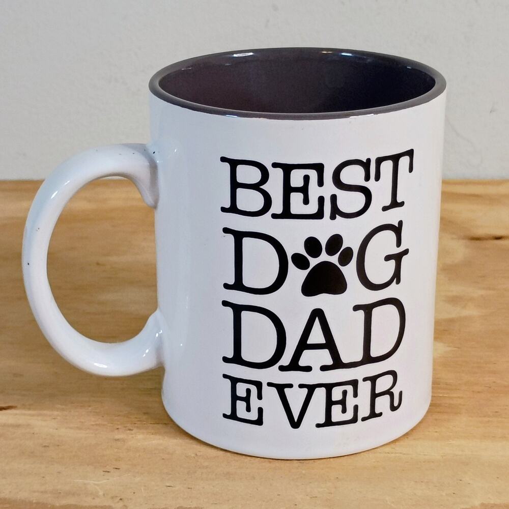 Open Road Brands Best Dog Dad Ever Coffee Mug Paw Print White Cup 11 oz